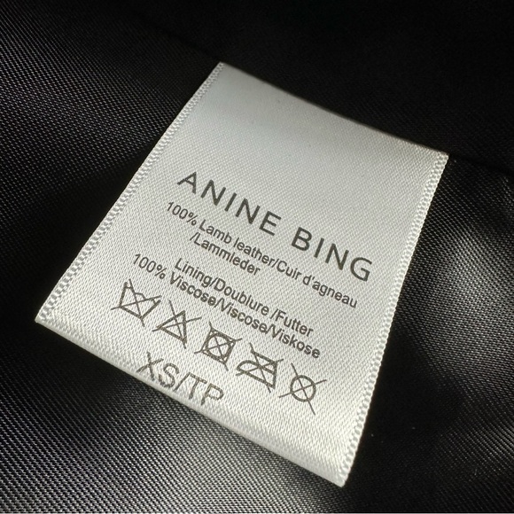 Anine Bing Lamb Leather Black Moto Biker Jacket Size XS - Picture 11 of 16